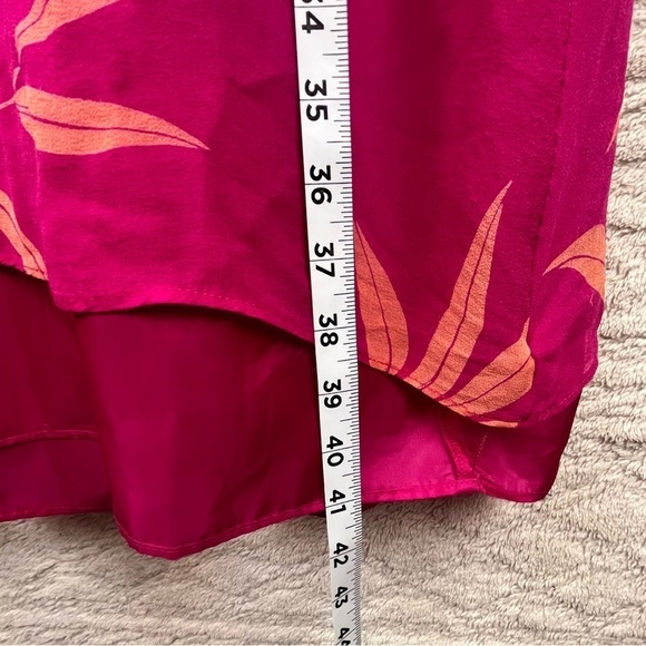 Vintage ICE Women’s Silk Chiffon Fairy Wrap Dress Pink Tropical Palm Print Sz 14 - Picture 16 of 16